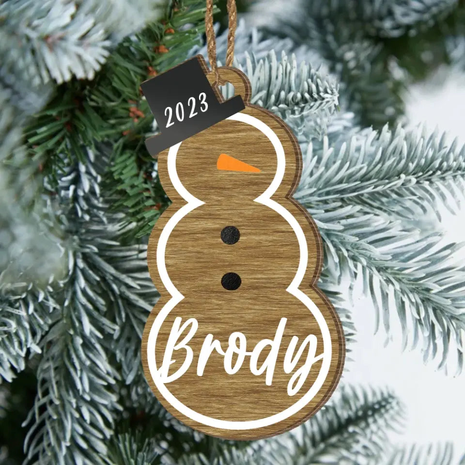 Snowman Christmas Custom Name - Personalized Wooden Ornament, Christmas Gift For Family - ORN307