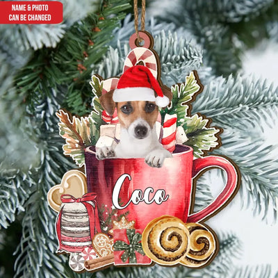 Dog In A Hot Cocoa Cup Christmas - Personalized Wooden Ornament, Gift For Dog Lovers - ORN313
