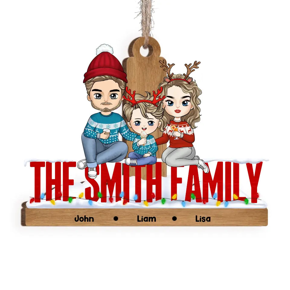 Family Christmas Gathering Together - Personalized Wooden Ornament, Christmas Gift
