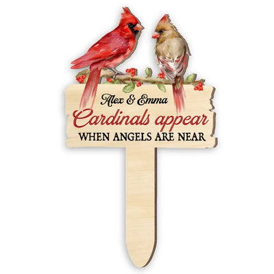 Cardinals Appear When Angels Are Near - Personalized Plaque Stake, Memorial Gift - PS59
