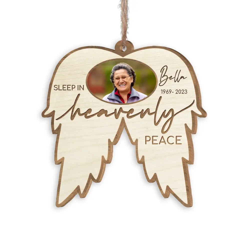Sleep In Heavenly - Personalized Wooden Ornament, Memorial Christmas Gift, Christmas Gift For Loss Of Loved One - ORN320