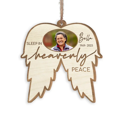 Sleep In Heavenly - Personalized Wooden Ornament, Memorial Christmas Gift, Christmas Gift For Loss Of Loved One - ORN320