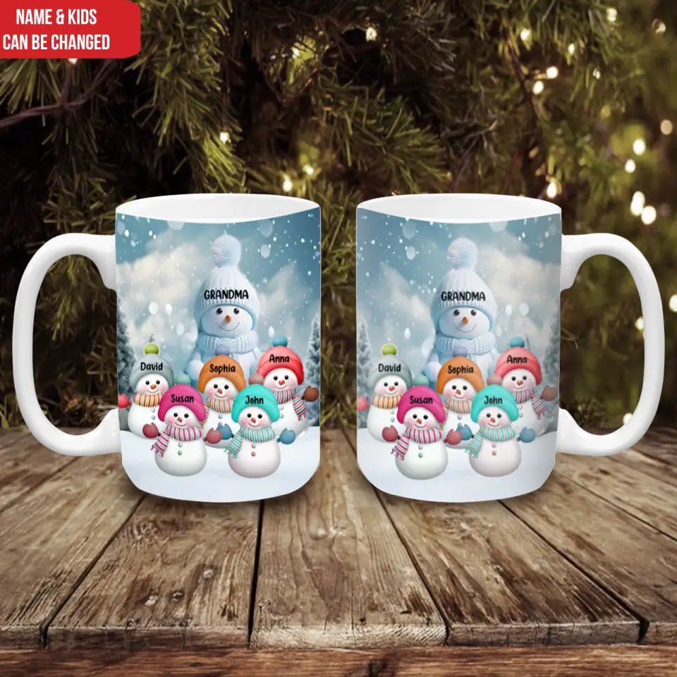Christmas Snowman Grandma Mom Colorful Kids - Personalized Mug, Christmas Present, Christmas Gift For Family - M79