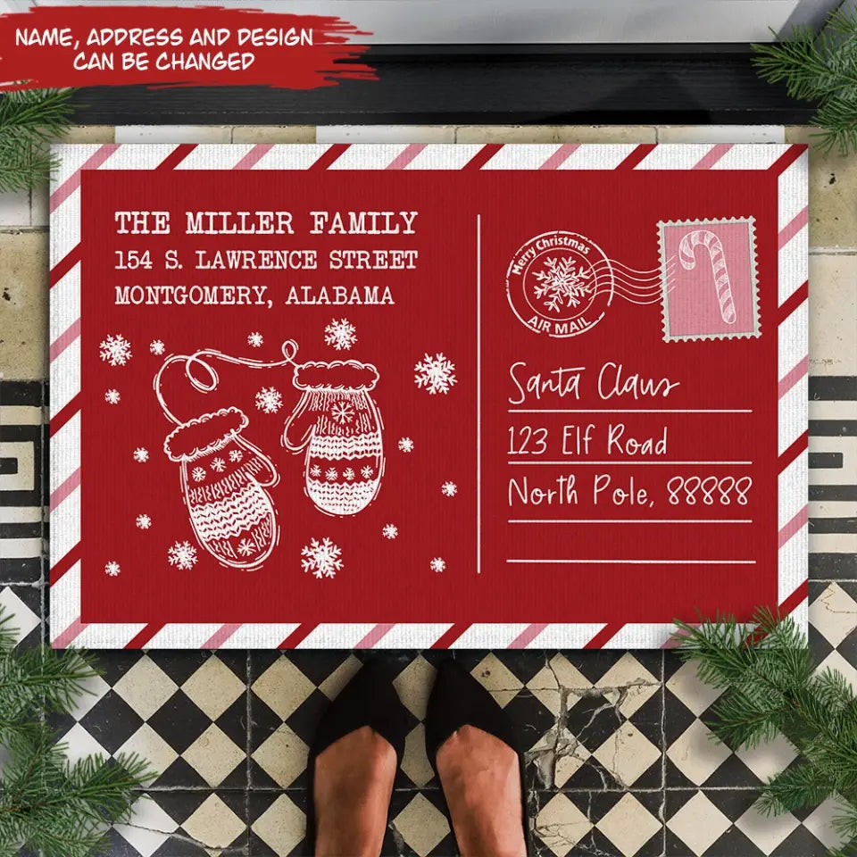 Letter to Santa Welcome Mat - Personalize Doormat, Santa Christmas Decoration - DM255