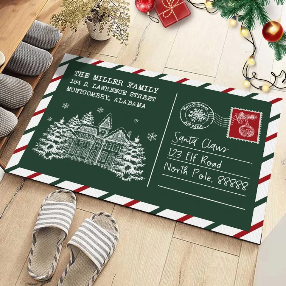 Letter to Santa Welcome Mat - Personalize Doormat, Santa Christmas Decoration - DM255