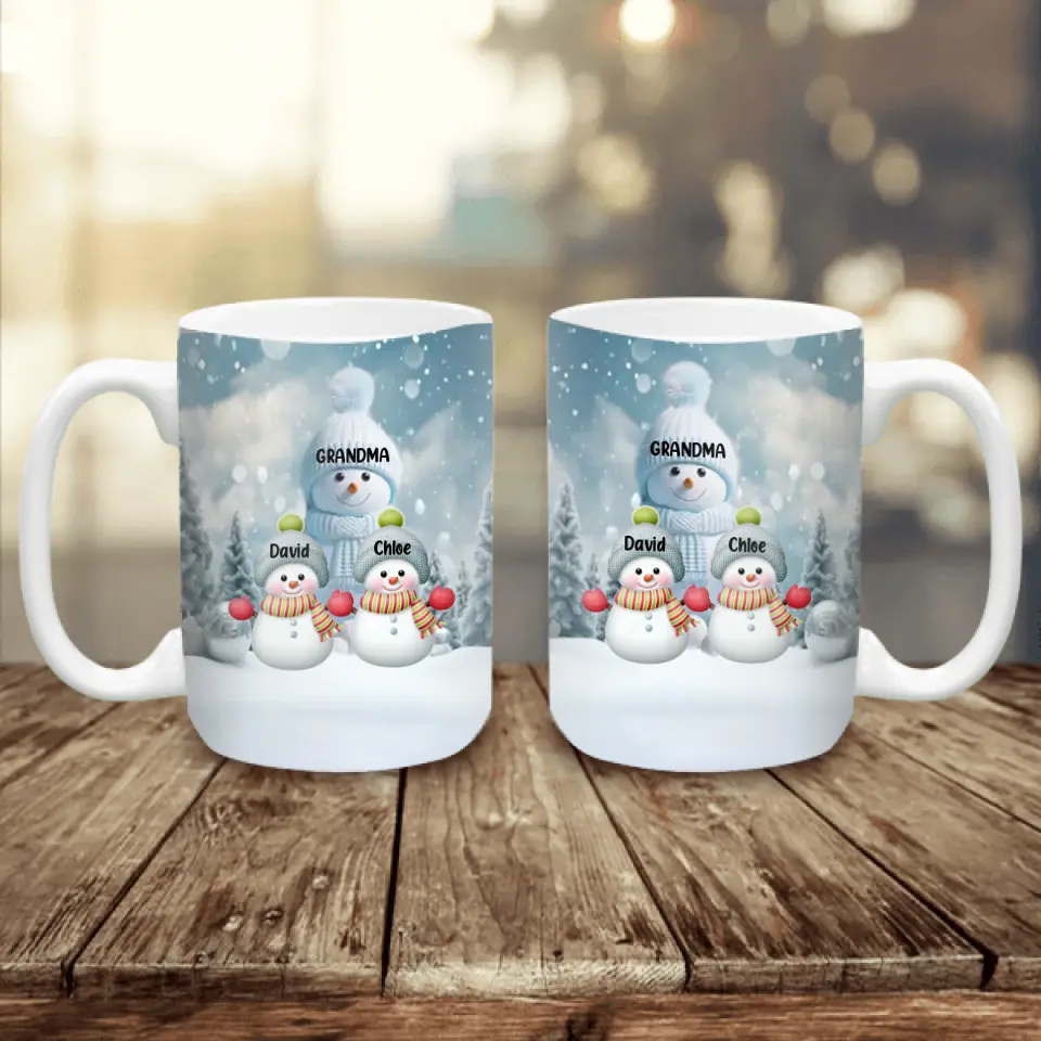 Christmas Snowman Grandma Mom Colorful Kids - Personalized Mug, Christmas Present, Christmas Gift For Family - M79