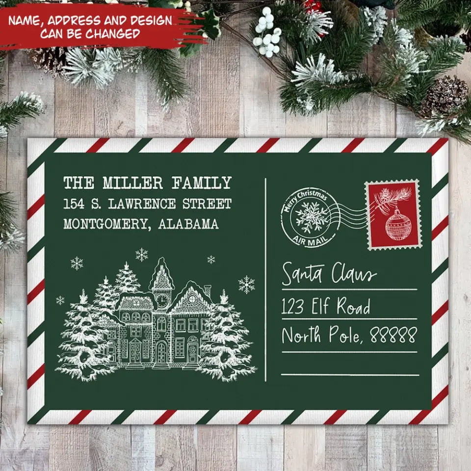 Letter to Santa Welcome Mat - Personalize Doormat, Santa Christmas Decoration - DM255