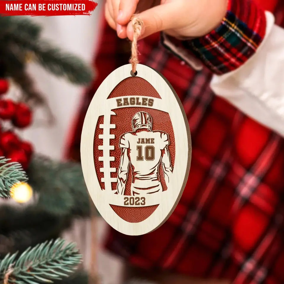 Football Christmas - Personalized Wooden Ornament, Gift For Football Lovers, Football Players - ORN327