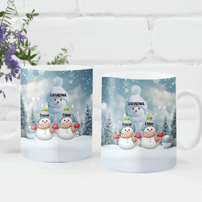 Christmas Snowman Grandma Mom Colorful Kids - Personalized Mug, Christmas Present, Christmas Gift For Family - M79