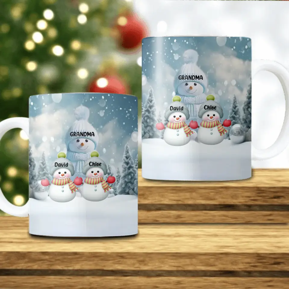 Christmas Snowman Grandma Mom Colorful Kids - Personalized Mug, Christmas Present, Christmas Gift For Family - M79