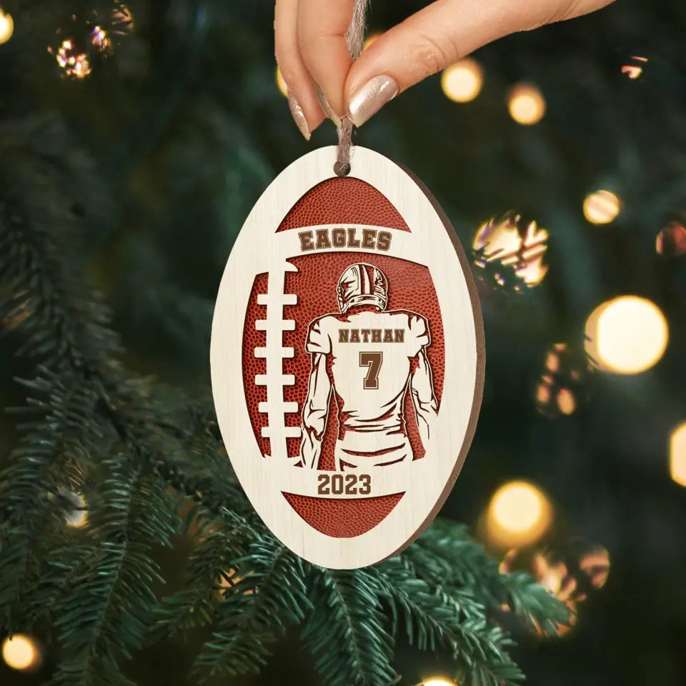 Football Christmas - Personalized Wooden Ornament, Gift For Football Lovers, Football Players - ORN327