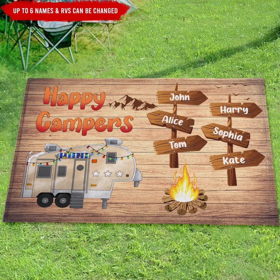 RVs Happy Campers - Personalized Doormat, Doormat Gift For Camping - DM256