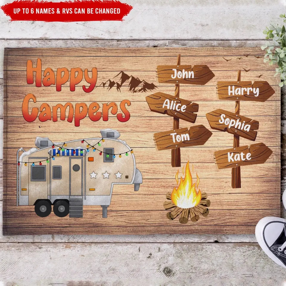 christmas, christmas gift, merry christmas, christmas presentRVs Happy Campers - Personalized Doormat, Doormat Gift For Camping