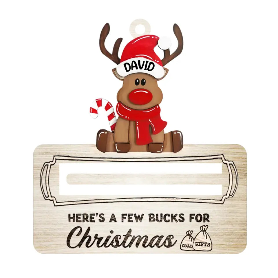Christmas Money Holder, Here's A Few Bucks For Christmas - Personalized Wooden Ornament - ORN328
