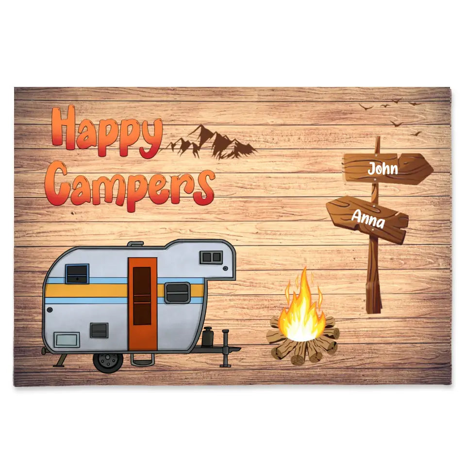RVs Happy Campers - Personalized Doormat, Doormat Gift For Camping - DM256