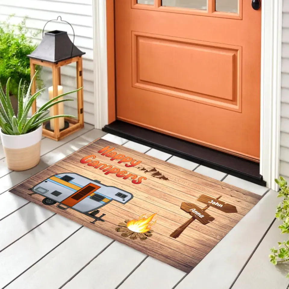 RVs Happy Campers - Personalized Doormat, Doormat Gift For Camping - DM256