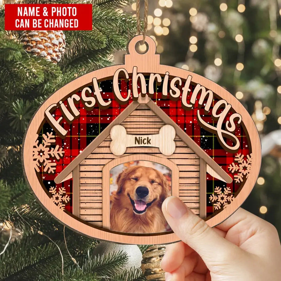 First Christmas - Personalized Wooden Ornament, Gift For Dog Lovers, Dog Mom, Dog Dad - ORN329