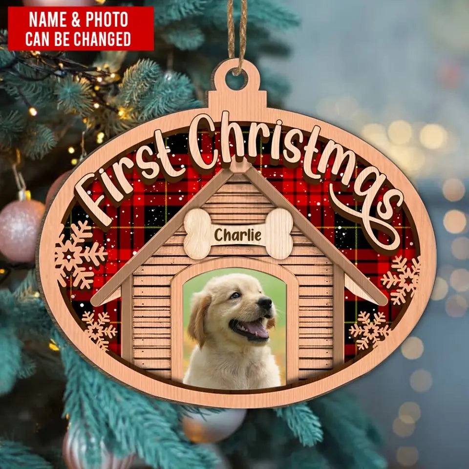 First Christmas - Personalized Wooden Ornament, Gift For Dog Lovers, Dog Mom, Dog Dad - ORN329