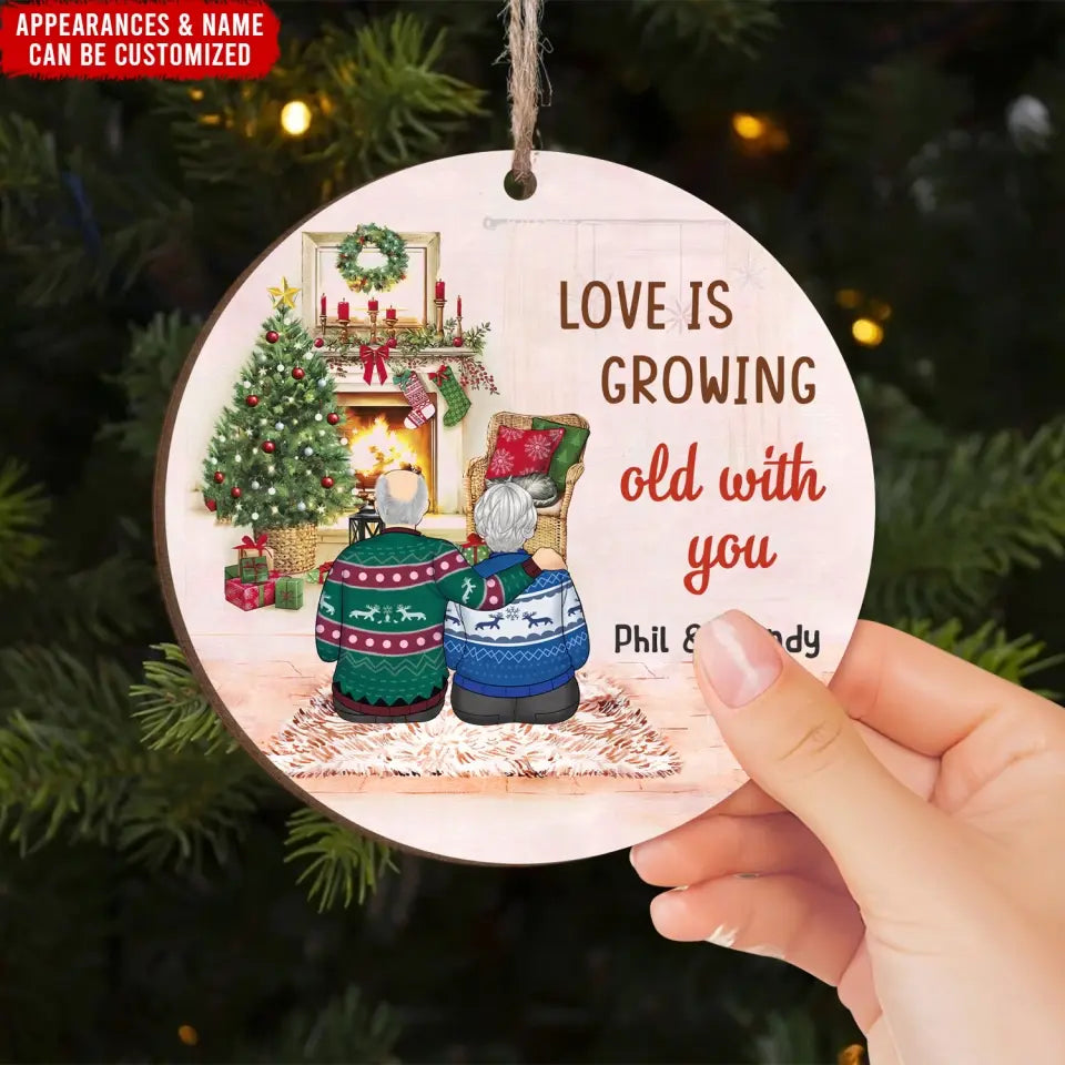 I Want To Hold Your Hand - Personalized Wooden Ornament, Old Couple Christmas Gifts - ORN330