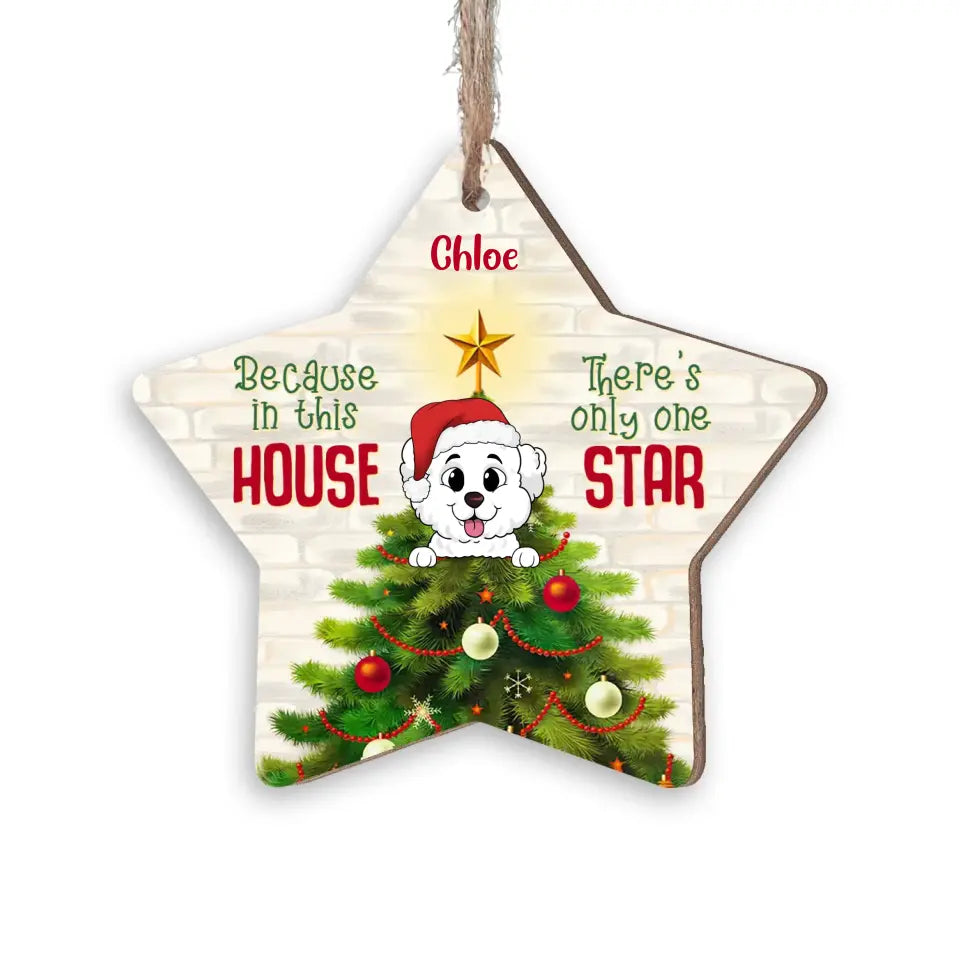 Because In This House There's Only One Star - Personalized Wooden Ornament, Gift For Dog Lovers, Dog Gift  - ORN297