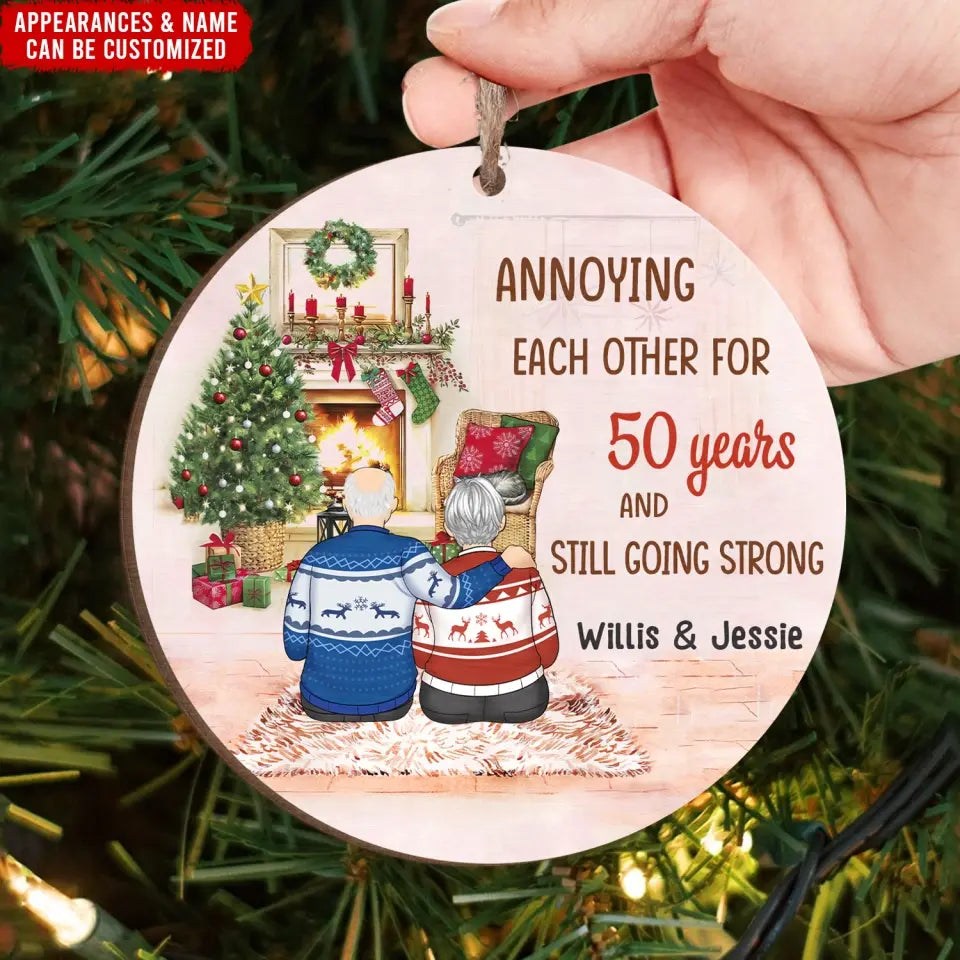 I Want To Hold Your Hand - Personalized Wooden Ornament, Old Couple Christmas Gifts - ORN330