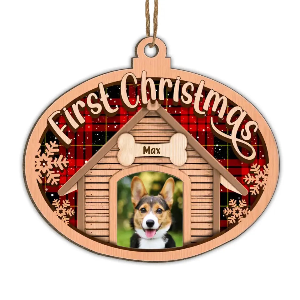 First Christmas - Personalized Wooden Ornament, Gift For Dog Lovers, Dog Mom, Dog Dad - ORN329