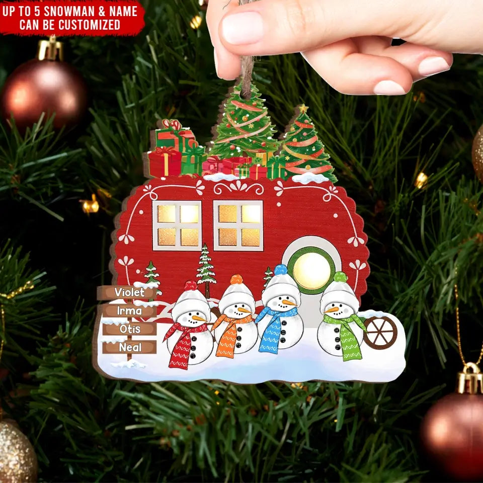 Christmas Snowman Camping - Personalized Wooden Ornament, Christmas Gift For Camping Lovers - ORN331