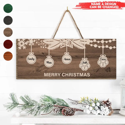 Christmas Family Name Wooden Sign - Personalized 1 Layer Sign, Farmhouse Home Decoration - DS716