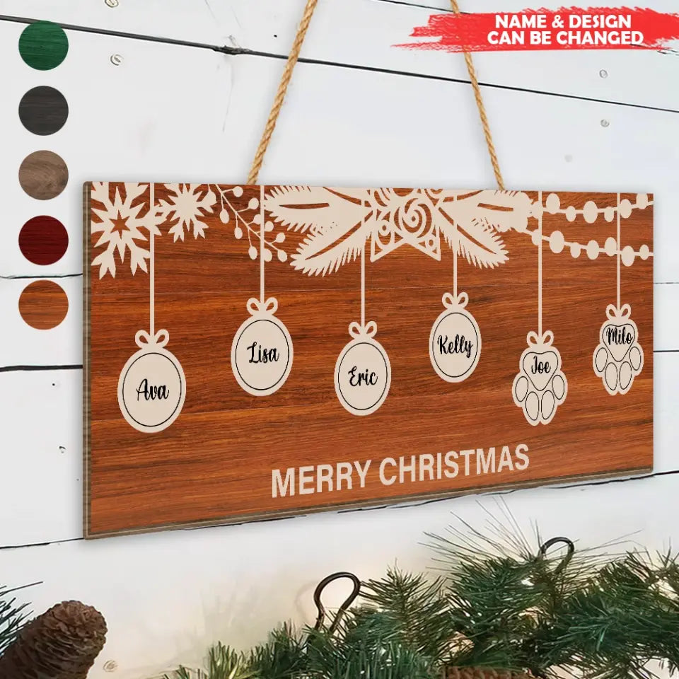 Christmas Family Name Wooden Sign - Personalized 1 Layer Sign, Farmhouse Home Decoration - DS716