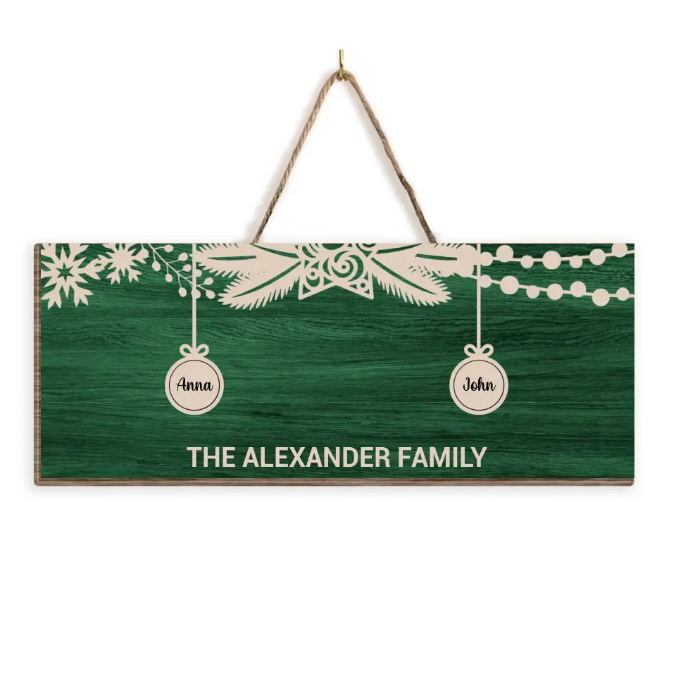 Christmas Family Name Wooden Sign - Personalized 1 Layer Sign, Farmhouse Home Decoration - DS716