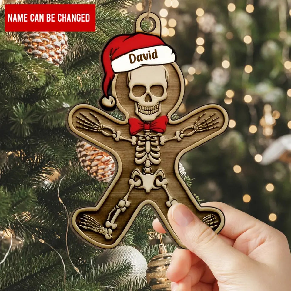 Gingerbread Skeleton Christmas - Personalized Wooden Ornament, Christmas Gift For Family, Funny Christmas Gift - ORN339