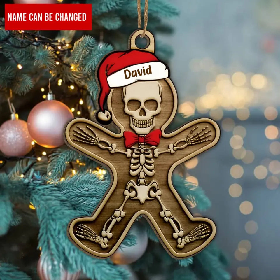 Gingerbread Skeleton Christmas - Personalized Wooden Ornament, Christmas Gift For Family, Funny Christmas Gift - ORN339