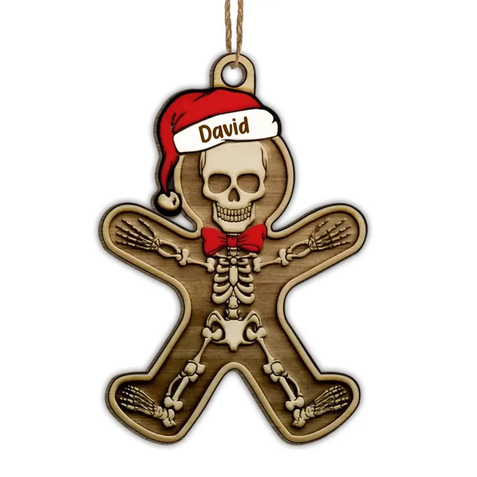 Gingerbread Skeleton Christmas - Personalized Wooden Ornament, Christmas Gift For Family, Funny Christmas Gift - ORN339