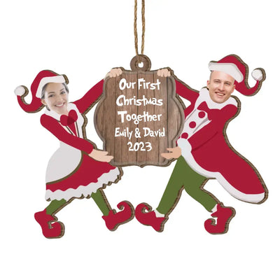 Our First Christmas Together - Personalized Wooden Ornament, Xmas Date Keepsake, Tree Decor  - ORN338