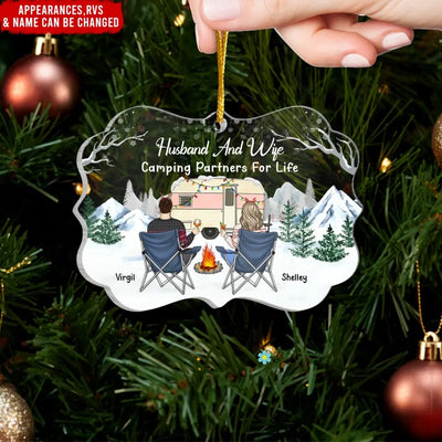 Husband And Wife Camping Partners For Life - Personalized Acrylic Ornament, Ornament Gift For Camping Lover - ORN341