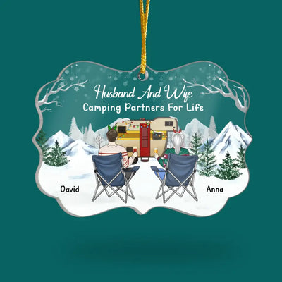 Husband And Wife Camping Partners For Life - Personalized Acrylic Ornament, Ornament Gift For Camping Lover - ORN341