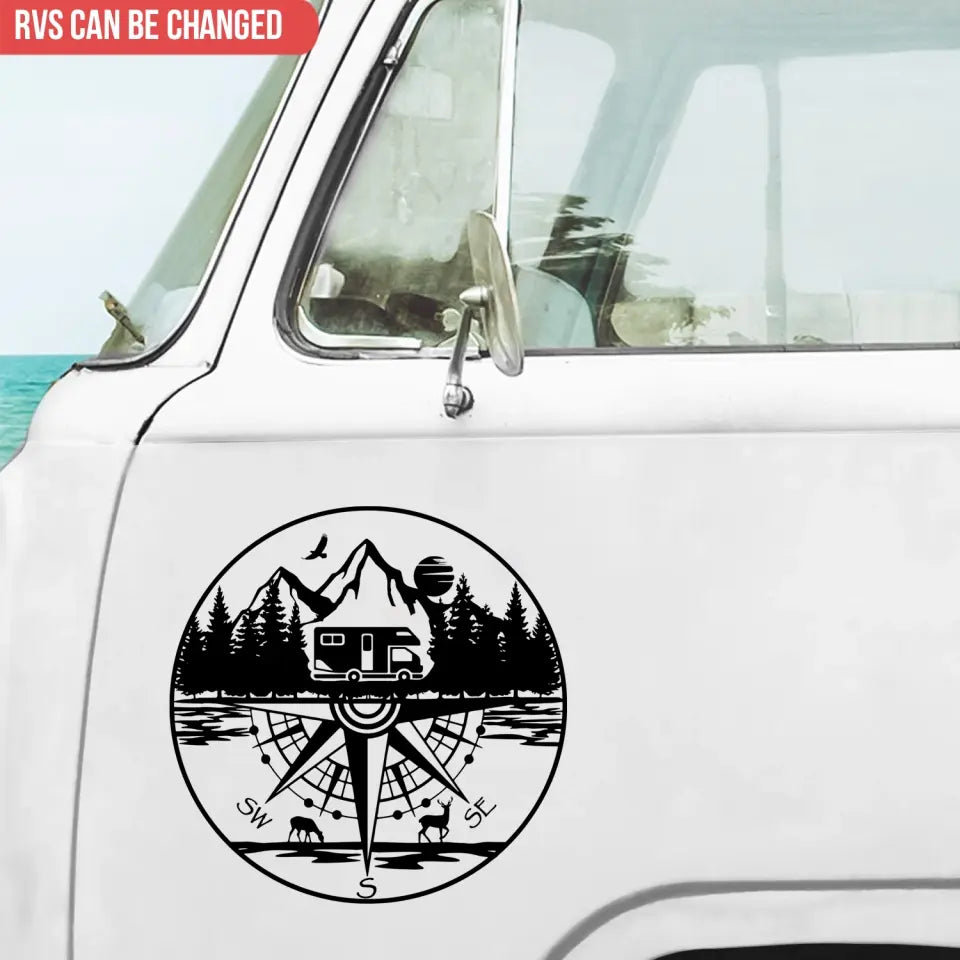 Camping Compass - Personalized Decal, Gift For Camping Lovers - PCD94