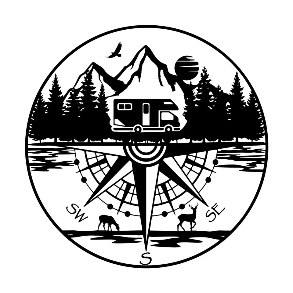 Camping Compass - Personalized Decal, Gift For Camping Lovers - PCD94