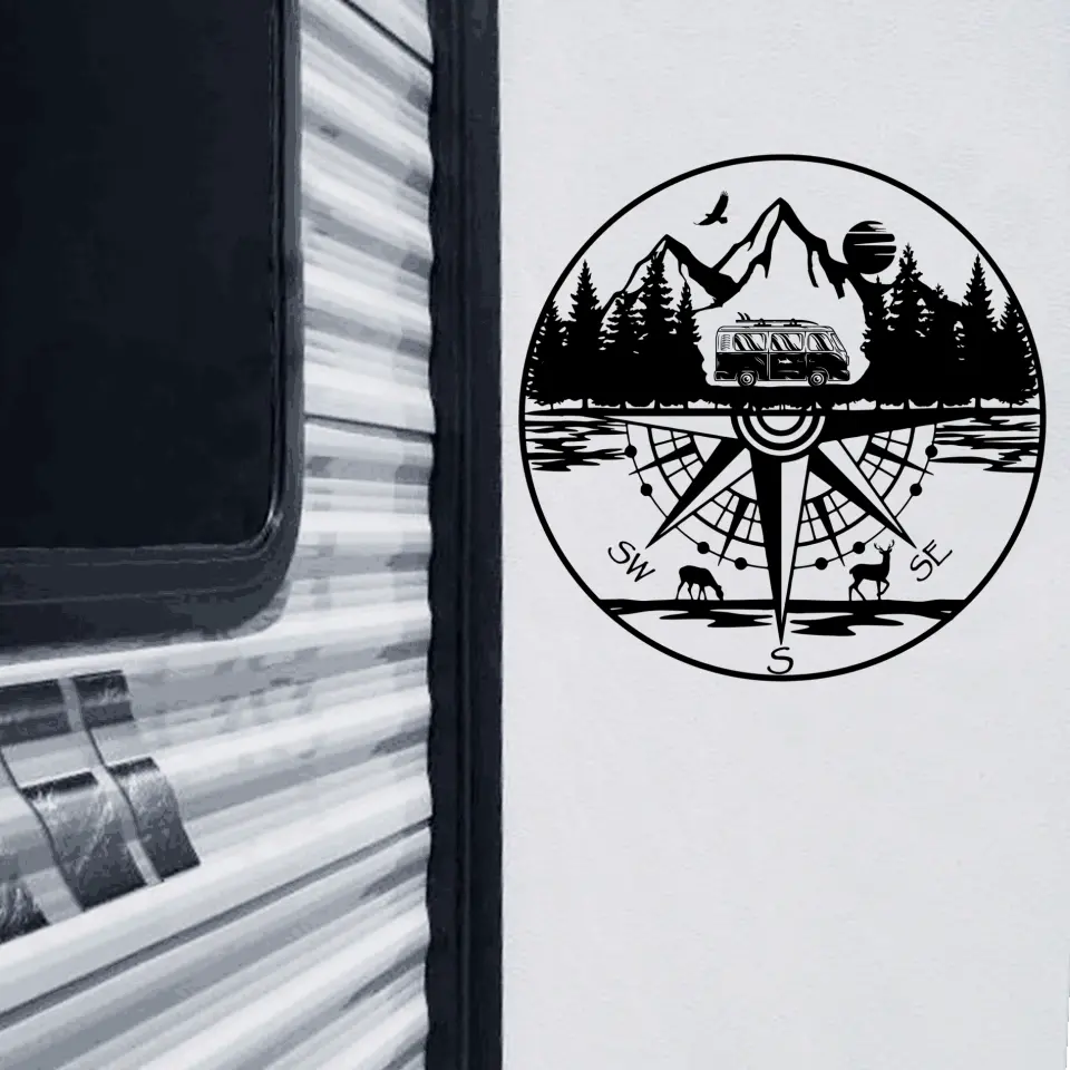 Camping Compass - Personalized Decal, Gift For Camping Lovers - PCD94