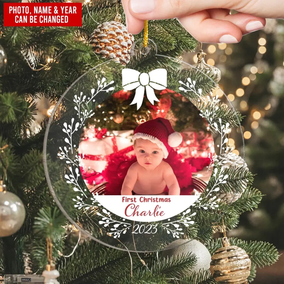 Baby Photo Ornament for First Christmas - Personalized Acrylic Ornament, Ornament Gift For Baby - ORN342