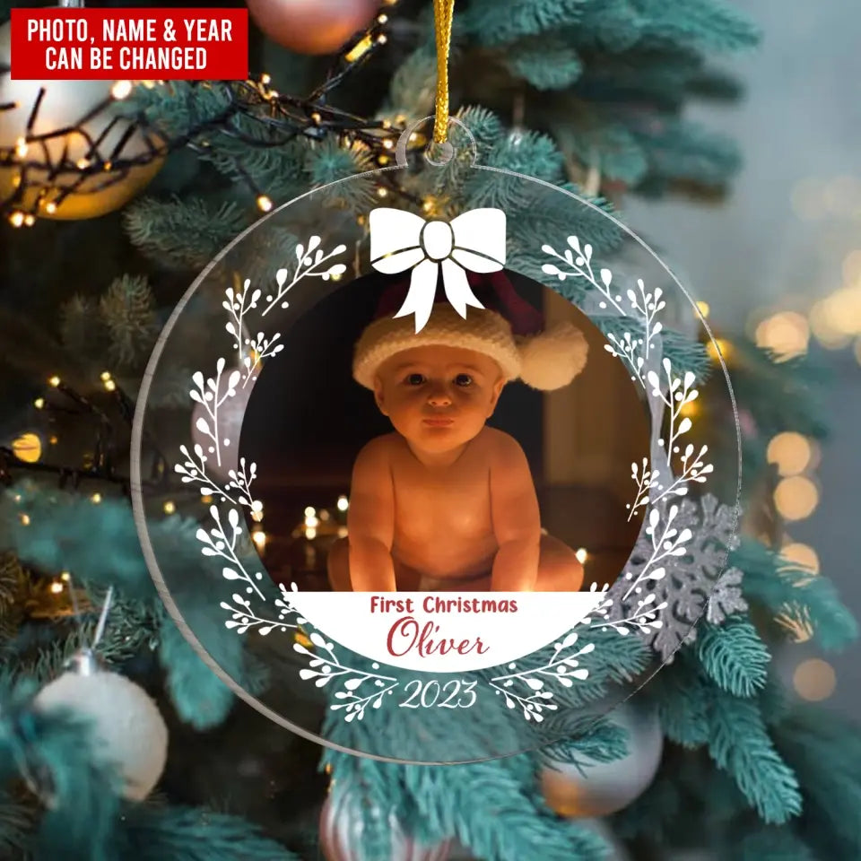 Baby Photo Ornament for First Christmas - Personalized Acrylic Ornament, Ornament Gift For Baby - ORN342