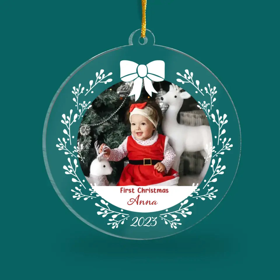Baby Photo Ornament for First Christmas - Personalized Acrylic Ornament, Ornament Gift For Baby - ORN342