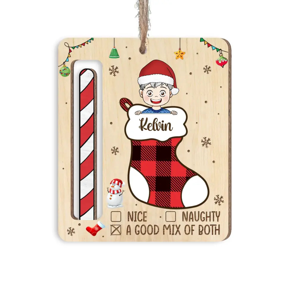 Funny Kid Stocking Christmas - Personalized Wooden Ornament, Money Holder Ornament For Christmas - ORN315