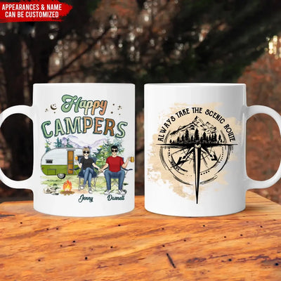 Happy Campers - Personalized Mug, Camping Gift For Camping Lovers - M80