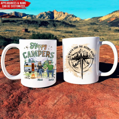 Happy Campers - Personalized Mug, Camping Gift For Camping Lovers - M80