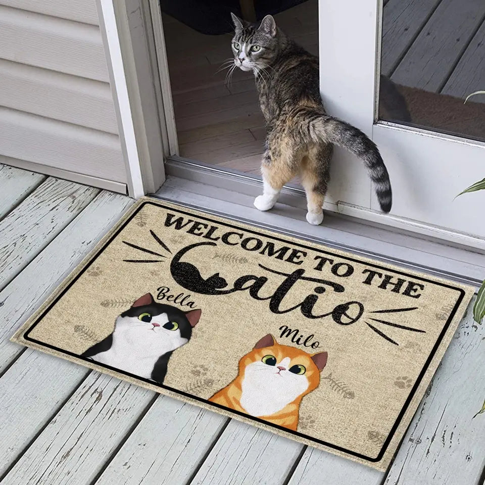 Welcome To The Catio - Personalized Doormat, Gift For Cat Lovers - DM259