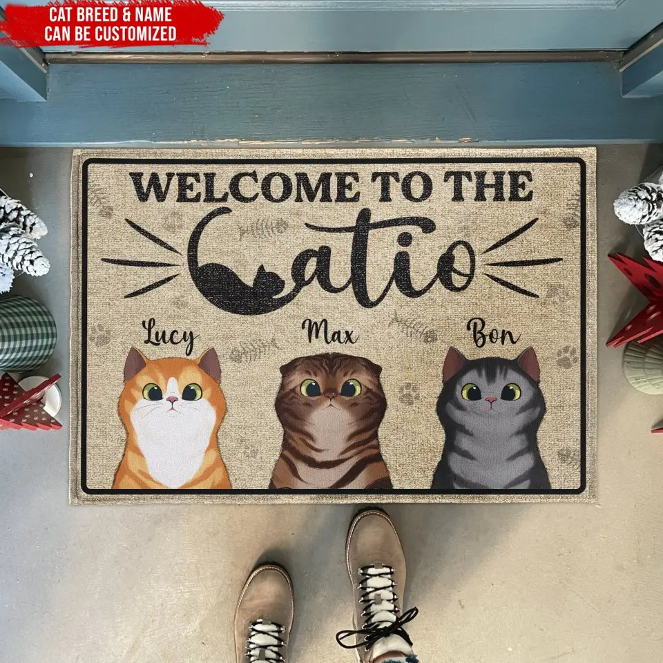 Welcome To The Catio - Personalized Doormat, Gift For Cat Lovers - DM259