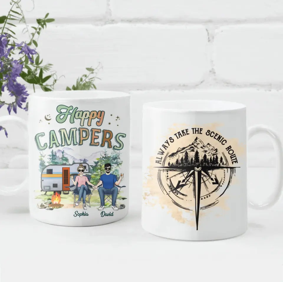 Happy Campers - Personalized Mug, Camping Gift For Camping Lovers - M80