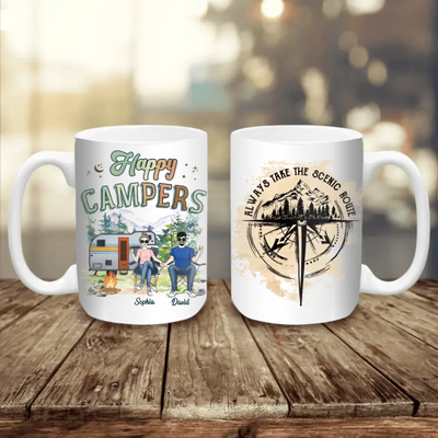 Happy Campers - Personalized Mug, Camping Gift For Camping Lovers - M80