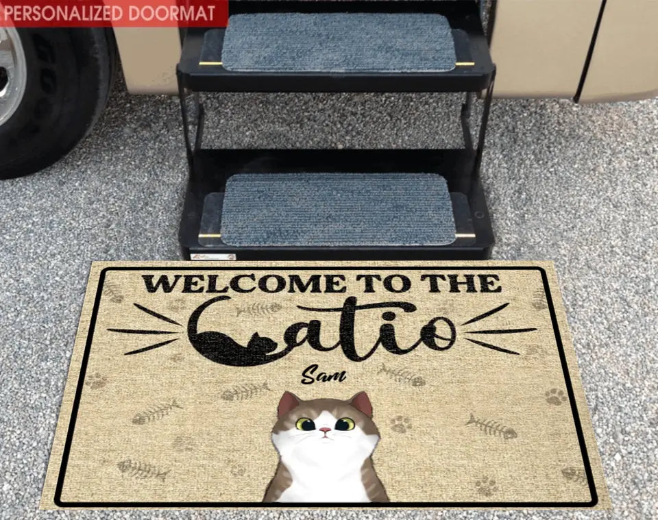 Welcome To The Catio - Personalized Doormat, Gift For Cat Lovers - DM259